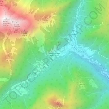 Topografische kaart Ciolos, hoogte, reliëf