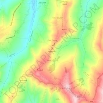 Topografische kaart Moscete, hoogte, reliëf