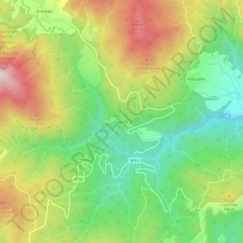 Topografische kaart Caprile, hoogte, reliëf
