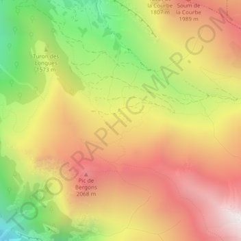 Topografische kaart Le Barade, hoogte, reliëf