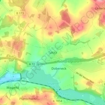Topografische kaart Taltitz, hoogte, reliëf