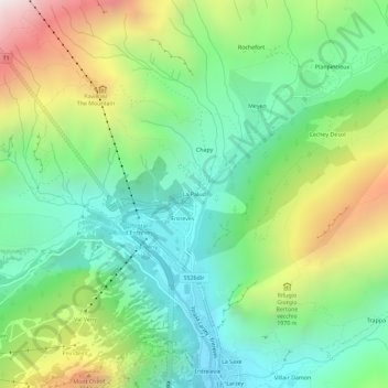Topografische kaart La Palud, hoogte, reliëf