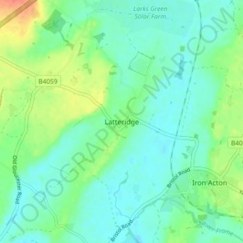 Topografische kaart Latteridge, hoogte, reliëf