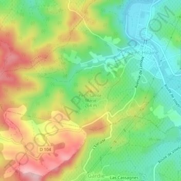 Topografische kaart Pech Sainte-Marie, hoogte, reliëf