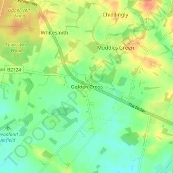 Topografische kaart Golden Cross, hoogte, reliëf