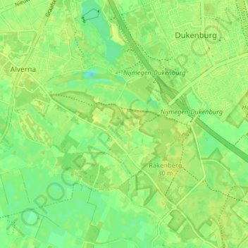 Topografische kaart Heiveld, hoogte, reliëf