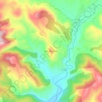 Topografische kaart Roda de Isábena, hoogte, reliëf
