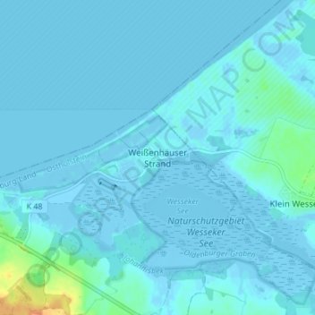 Topografische kaart Weißenhäuser Strand, hoogte, reliëf
