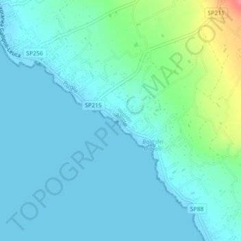 Topografische kaart Pilella, hoogte, reliëf