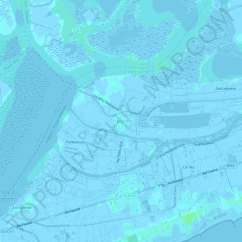 Topografische kaart Treporti, hoogte, reliëf
