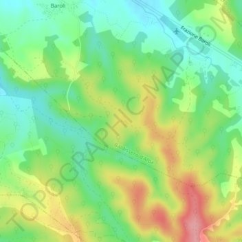 Topografische kaart Bricco Rotondo, hoogte, reliëf