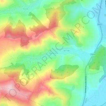 Topografische kaart Bunești, hoogte, reliëf