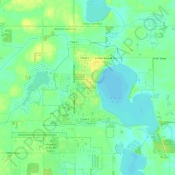 Topografische kaart Winsted, hoogte, reliëf