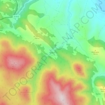Topografische kaart Nograro, hoogte, reliëf