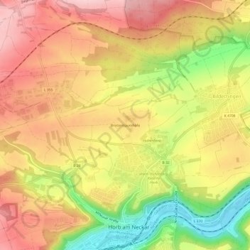 Topografische kaart Breitenbaumhöfe, hoogte, reliëf