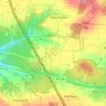 Topografische kaart Mörlach, hoogte, reliëf