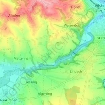 Topografische kaart Sollasöd, hoogte, reliëf