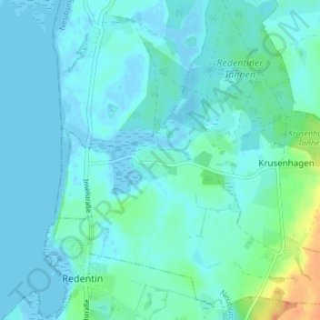 Topografische kaart Hof Redentin, hoogte, reliëf