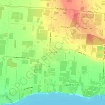Topografische kaart Ruthven, hoogte, reliëf