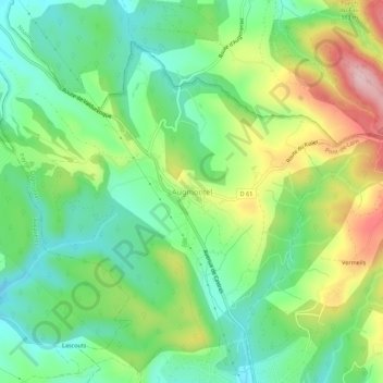Topografische kaart Augmontel, hoogte, reliëf