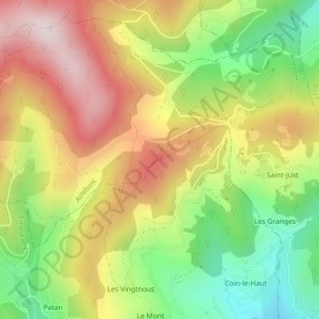 Topografische kaart Croix du Rocher, hoogte, reliëf