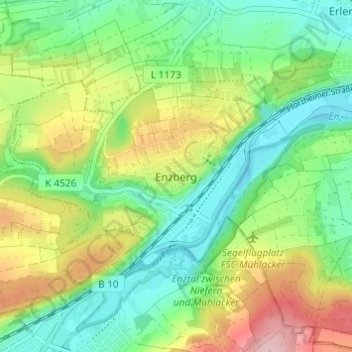 Topografische kaart Enzberg, hoogte, reliëf