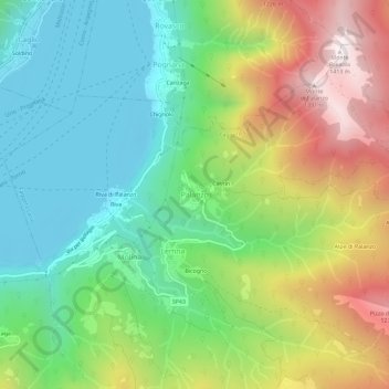 Topografische kaart Palanzo, hoogte, reliëf