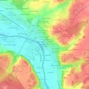 Topografische kaart L'Enfer, hoogte, reliëf