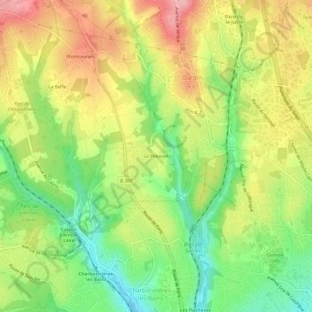Topografische kaart Le Pelosset, hoogte, reliëf