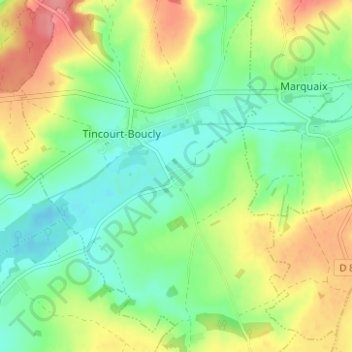 Topografische kaart Boucly, hoogte, reliëf