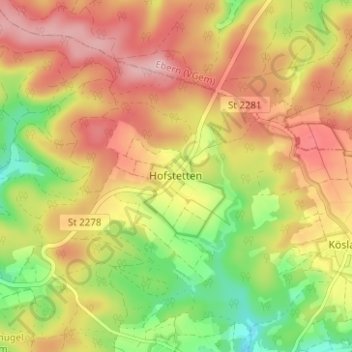 Topografische kaart Hofstetten, hoogte, reliëf