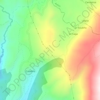 Topografische kaart Rochiña, hoogte, reliëf