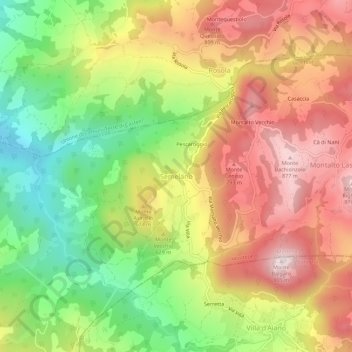Topografische kaart Semelano, hoogte, reliëf