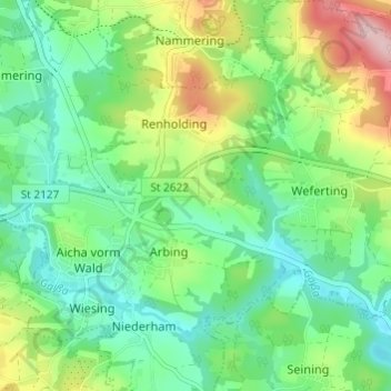 Topografische kaart Schilding, hoogte, reliëf