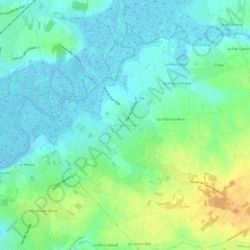 Topografische kaart Le Fenouiller, hoogte, reliëf