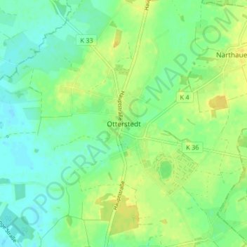 Topografische kaart Otterstedt, hoogte, reliëf