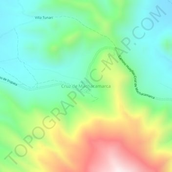 Topografische kaart Cruz de Machacamarca, hoogte, reliëf
