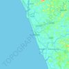 Topografische kaart Kozhikode, hoogte, reliëf