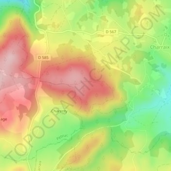 Topografische kaart La Siaugue, hoogte, reliëf
