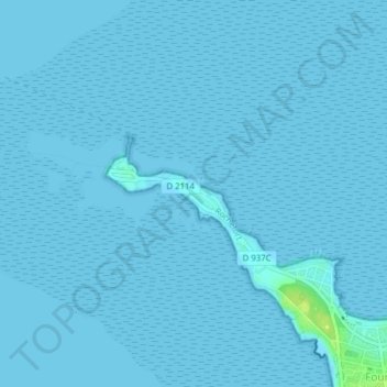 Topografische kaart Pointe de la Fumée, hoogte, reliëf