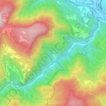 Topografische kaart Busdagno, hoogte, reliëf