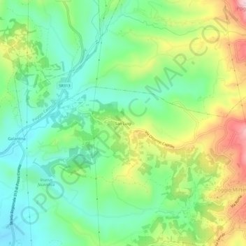 Topografische kaart San Luigi, hoogte, reliëf