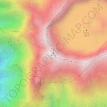 Topografische kaart Raung, hoogte, reliëf