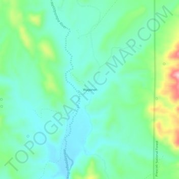 Topografische kaart Wagoner, hoogte, reliëf