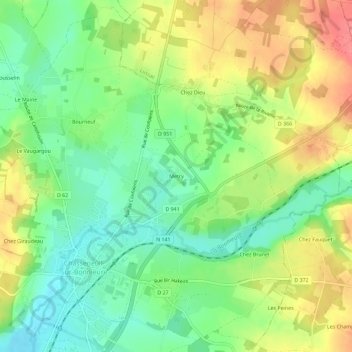 Topografische kaart Metry, hoogte, reliëf