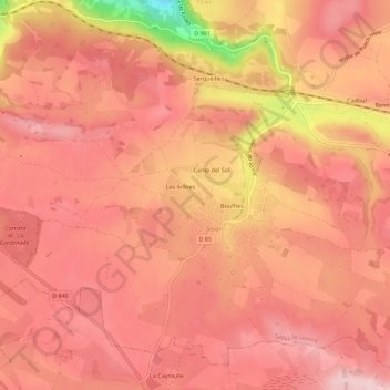 Topografische kaart La Daugue, hoogte, reliëf