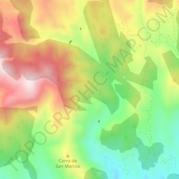 Topografische kaart El Pocico, hoogte, reliëf