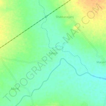 Topografische kaart Botagi, hoogte, reliëf
