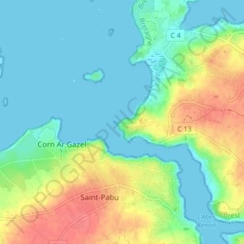 Topografische kaart Ar Vilh, hoogte, reliëf