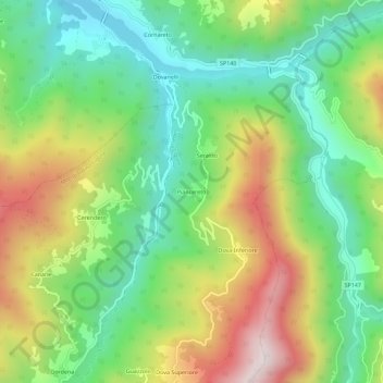 Topografische kaart Piancereto, hoogte, reliëf